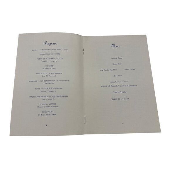 1964 Sons of the Revolution Tennessee Society 70th Anniversary Program & Menu - Picture 4 of 7